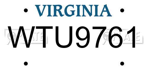 WTU9761 Virginia License Plate