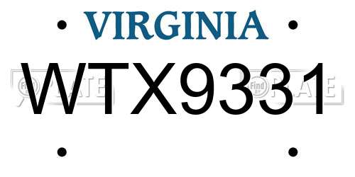 WTX9331 Virginia License Plate