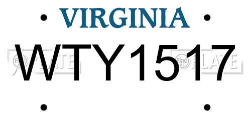 WTY1517 Virginia License Plate