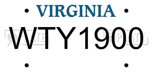 WTY1900 Virginia License Plate