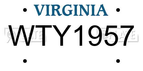 WTY1957 Virginia License Plate