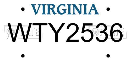 WTY2536 Virginia License Plate