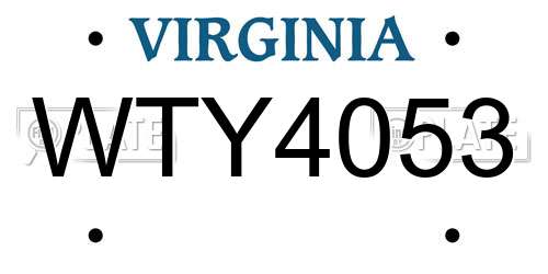 WTY4053 Virginia License Plate