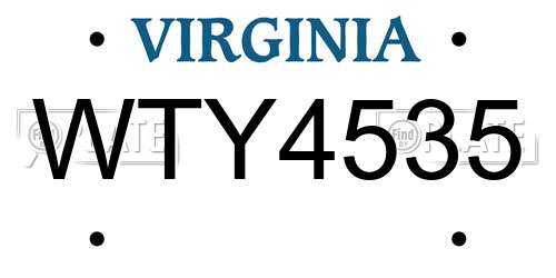 WTY4535 Virginia License Plate