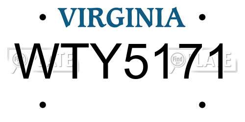 WTY5171 Virginia License Plate