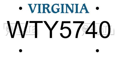 WTY5740 Virginia License Plate