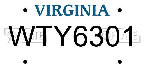 WTY6301 Virginia License Plate