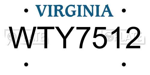 WTY7512 Virginia License Plate