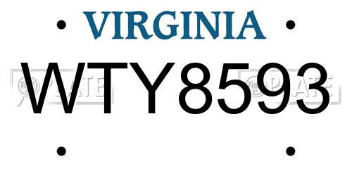 WTY8593 Virginia License Plate