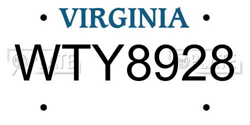 WTY8928 Virginia License Plate
