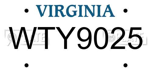 WTY9025 Virginia License Plate