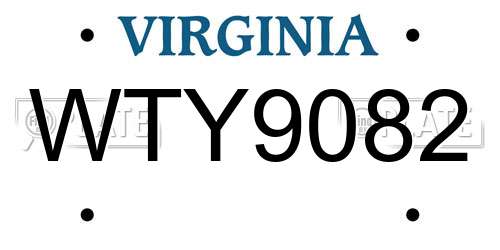 WTY9082 Virginia License Plate