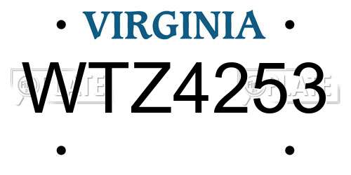 WTZ4253 Virginia License Plate