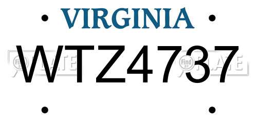 WTZ4737 Virginia License Plate