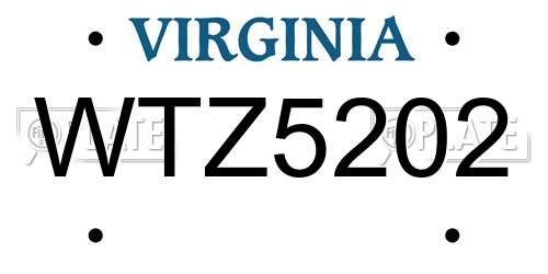 WTZ5202 Virginia License Plate