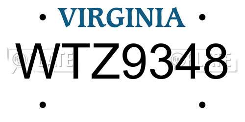 WTZ9348 Virginia License Plate