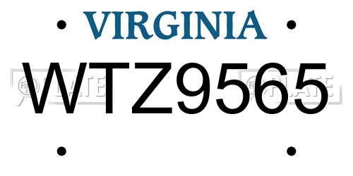 WTZ9565 Virginia License Plate
