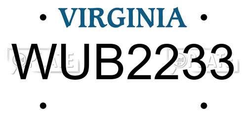 WUB2233 Virginia License Plate