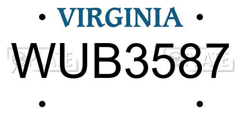 WUB3587 Virginia License Plate