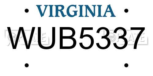 WUB5337 Virginia License Plate