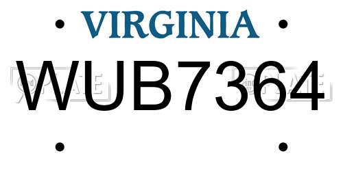 WUB7364 Virginia License Plate