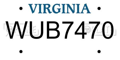 WUB7470 Virginia License Plate