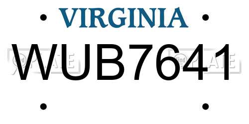 WUB7641 Virginia License Plate
