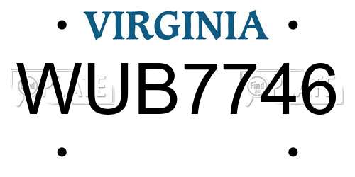 WUB7746 Virginia License Plate