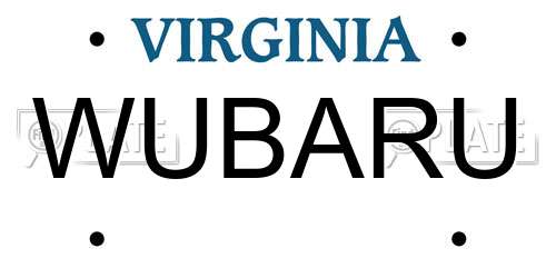 WUBARU Virginia License Plate
