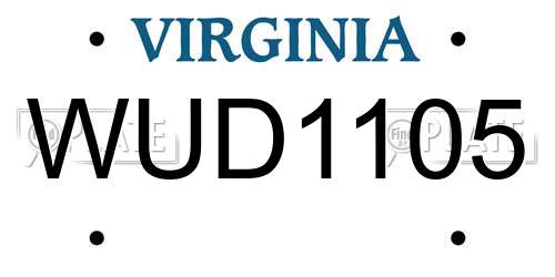 WUD1105 Virginia License Plate