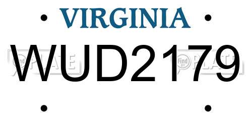 WUD2179 Virginia License Plate