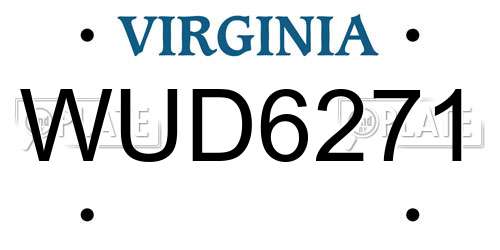 WUD6271 Virginia License Plate