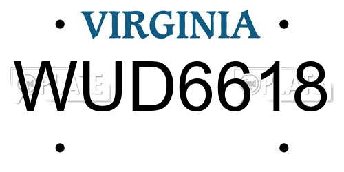 WUD6618 Virginia License Plate