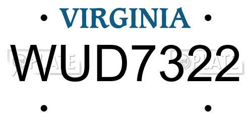 WUD7322 Virginia License Plate