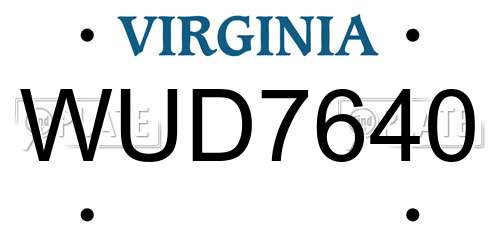 WUD7640 Virginia License Plate