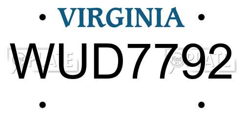 WUD7792 Virginia License Plate