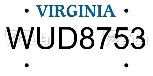 WUD8753 Virginia License Plate