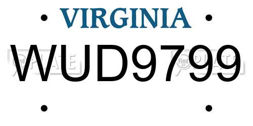 WUD9799 Virginia License Plate