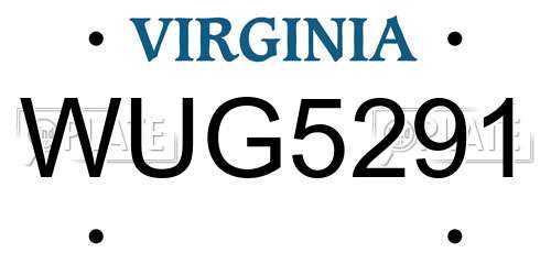 WUG5291 Virginia License Plate