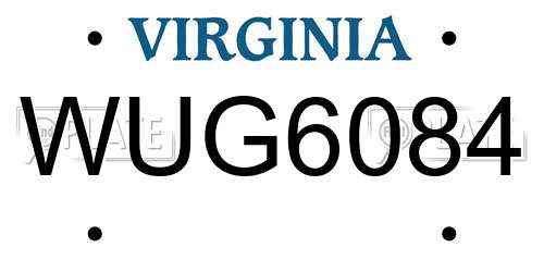 WUG6084 Virginia License Plate
