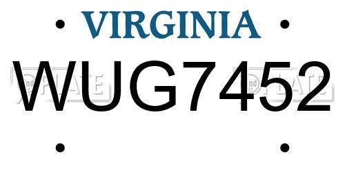 WUG7452 Virginia License Plate
