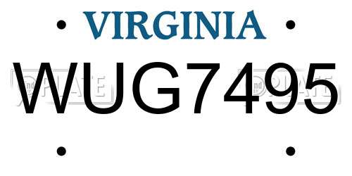 WUG7495 Virginia License Plate