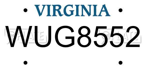 WUG8552 Virginia License Plate