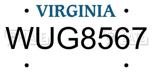 WUG8567 Virginia License Plate