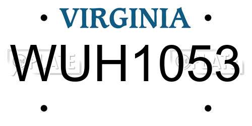 WUH1053 Virginia License Plate