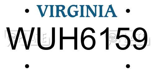 WUH6159 Virginia License Plate