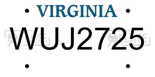 WUJ2725 Virginia License Plate