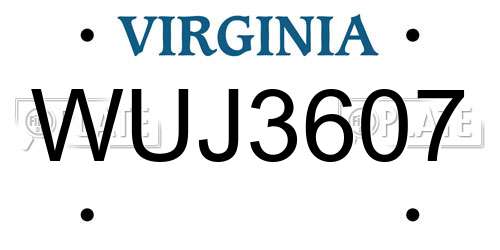 WUJ3607 Virginia License Plate