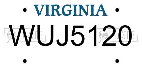 WUJ5120 Virginia License Plate