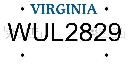 WUL2829 Virginia License Plate